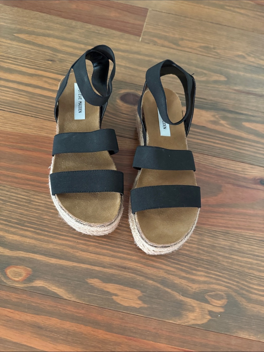 Steve Madden Black Espadrille Platform Sandals with Ankle Strap